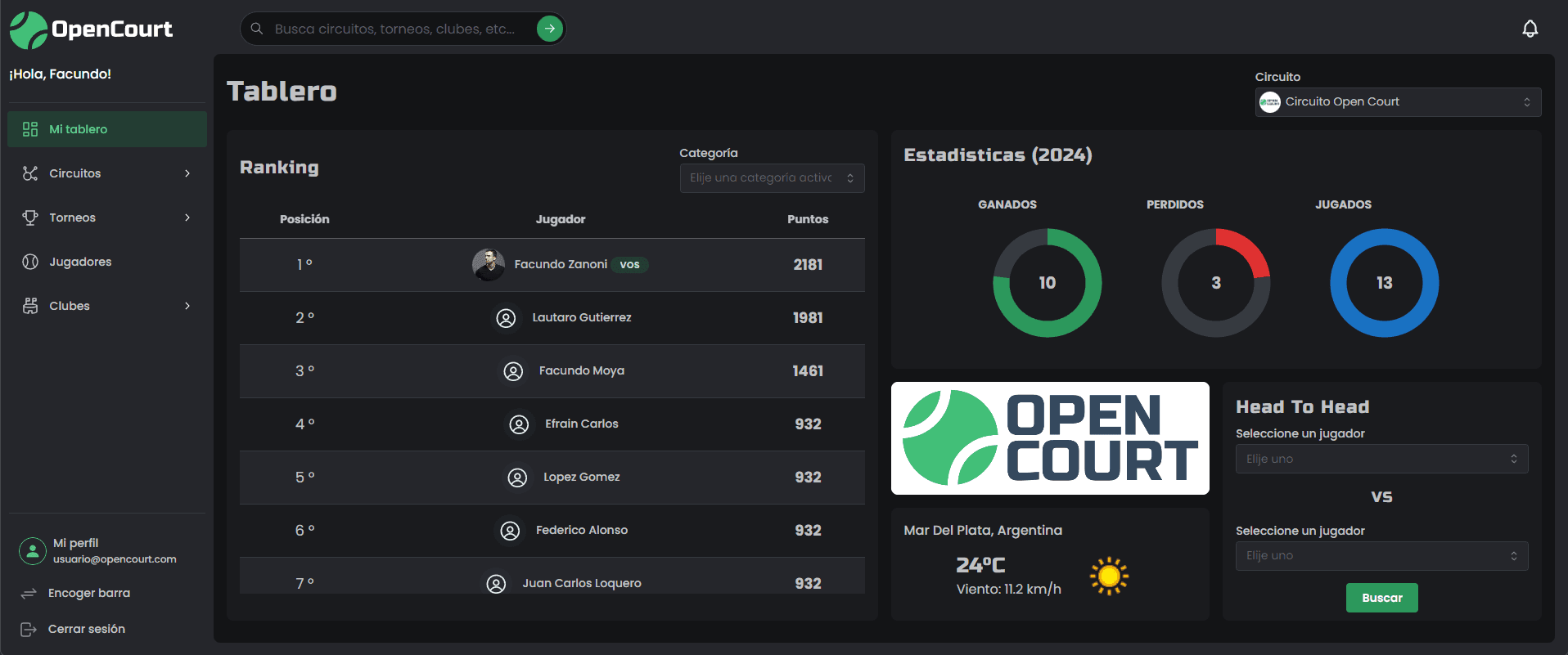 Vista de Abrís las inscripciones en OpenCourt