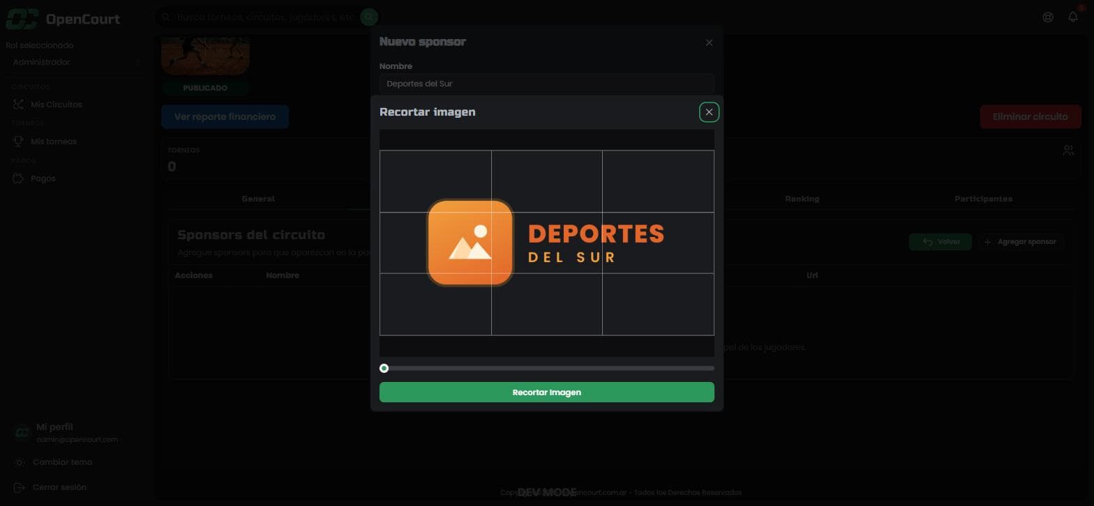 Ventana Recortar imagen con el logo del sponsor dentro del marco de recorte